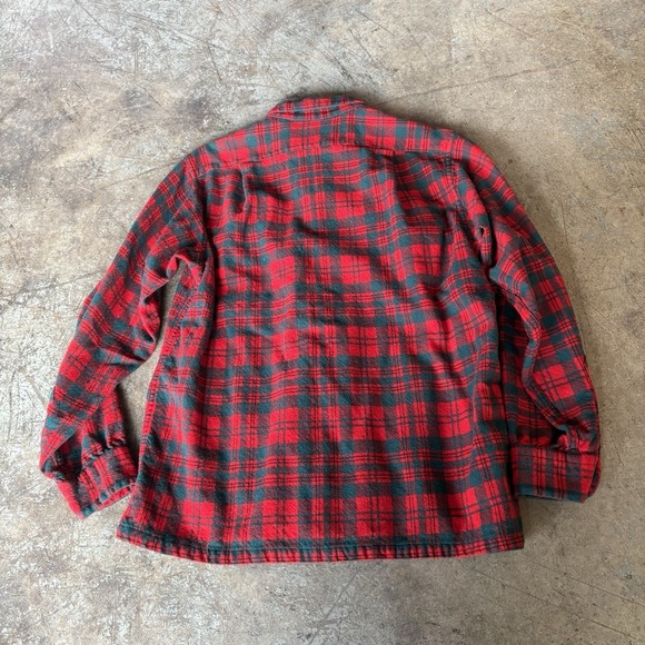 70s Pendleton Loop Board Shirt Red Plaid 100% Wool Vintage Flannel Men's USA M - Picture 7 of 10